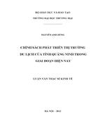 Chính sách phát triển thị trường du lịch của tỉnh Quảng Ninh trong giai đoạn hiện nay