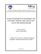 Public investments in transport and economic growth the case of viet nam in the period 1996 2006