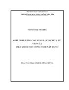 Giải pháp nâng cao năng lực dịch vụ tư vấn của Viện khoa học công nghệ xây dựng