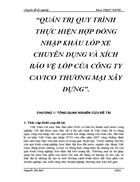 Quản trị quy trình thực hiện hợp đồng nhập khẩu lốp xe chuyên dụng và xích bảo vệ lốp của công ty cavico thương mại xây dựng