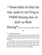 Hoàn thiện tổ chức bộ máy quản trị tại Công ty TNHH thương mại và dịch vụ Bình Dương 1