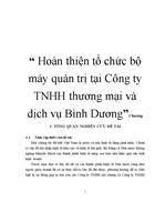 Hoàn thiện tổ chức bộ máy quản trị tại Công ty TNHH thương mại và dịch vụ Bình Dương