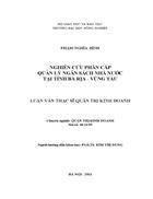 Nghiên cứu phân cấp quản lý ngân sách nhà nước tại tỉnh bà rịa vũng tàu