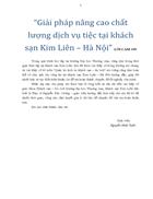 Giải pháp nâng cao chất lượng dịch vụ tiệc tại khách sạn Kim Liên Hà Nội