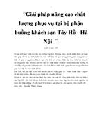 Giải pháp nâng cao chất lượng phục vụ tại bộ phận buồng khách sạn Tây Hồ Hà Nội