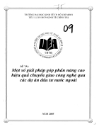 Một số giải pháp nâng cao hiệu quả chuyển giao công nghệ trong các dự án đầu tư