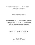 Đổi mới quản lý tài chính trong Tổng công ty kinh tế kỹ thuật Công Nghiệp Quốc Phòng 3