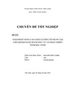 Giải pháp nâng cao chất lượng tín dụng tại Chi nhánh Ngân hàng Đầu tư & Phát triển Tỉnh Bắc Ninh