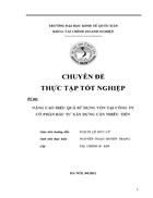 Nâng cao hiệu quả sử dụng vốn tại công ty cổ phần đầu tư xây dựng Cần Nhiều Tiền