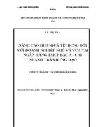 Nâng cao hiệu quả tín dụng đối với DN N&V tại Ngân hàng TMCP Bắc Á - Chi nhánh Trần Hưng Đạo