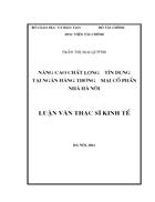 Nâng cao chất lượng tín dụng tại ngân hàng TMCP Nhà Hà Nội