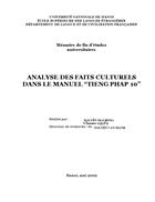 ANALYSE DES FAITS CULTURELS DANS LE MANUEL TIENG PHAP 10