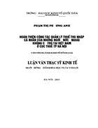 Hoàn thiện công tác quản lý thuế thu nhập cá nhân của những người không cư trú tại Việt Nam