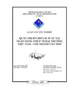 Quản trị rủi ro lãi suất tại ngân hàng tmcp ngoại thương việt nam chi nhánh cần thơ