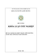 Đánh giá hiện trạng môi trường nước mặt tỉnh hà nam năm 2010