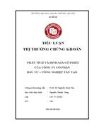 Phân tích và định giá cổ phiếu của công ty cổ phần đầu tư công nghiệp tân tạo