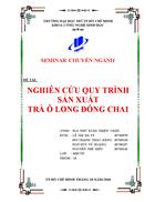 Nghiên cứu quy trình sản xuất trà ô long đóng chai