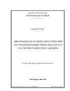 Biện pháp quản lý nhằm tăng cường hợp tác với doanh nghiệp trong đào tạo của các trường nghề ở tỉnh nam định