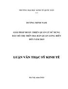 Giải pháp hoàn thiện quản lý sử dụng đất đô thị trên địa bàn quận Long Biên đến năm 2015