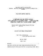 Chính sách tôn giáo của Đảng và Nhà nước Việt Nam trong những năm 1990 - 2007