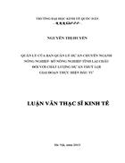 Quản lý chất lượng dự án thủy lợi giai đoạn thực hiện đầu tư của Ban QLDA chuyên ngành Nông nghiệp tỉnh Lai Châu