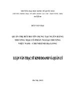 Quản trị rủi ro tín dụng tại Ngân hàng Thương mại Cổ phần Ngoại thương Việt Nam – Chi nhánh Hạ Long