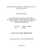 Giải pháp nâng cao hiệu quả  hoạt động tín dụng tài trợ xuất nhập khẩu tại Ngân hàng Nông Nghiệp và Phát Triển Nông Thôn chi nhánh Thanh Hóa