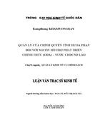 Quản lý của chính quyền tỉnh HouaPhan đối với nguồn hỗ trợ phát triển chính thức (ODA)– nước CHDCND Lào