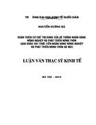 Hoàn thiện cơ chế tín dụng của hệ thống Ngân hàng nông nghiệp & Phát triển nông thôn (Qua khảo sát thực tiễn Ngân hàng nông nghiệp và phát triển nông thôn Hà Nội)