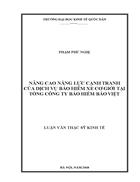 Nâng cao năng lực cạnh tranh của dịch vụ bảo hiểm xe cơ giới tại Tổng Công ty Bảo Hiểm Bảo Việt