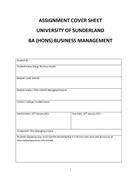 Assignment cover sheet university of sunderland ba (hons) business management